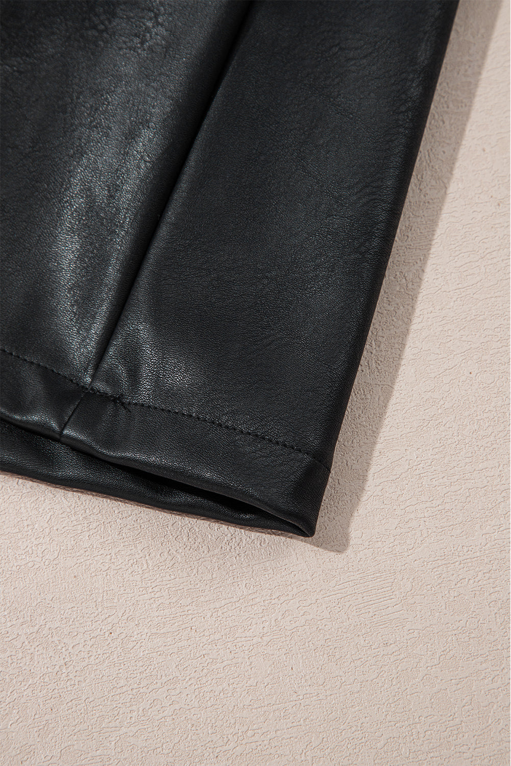 Black Faux Leather Sleeveless Round Neck Mini Dress