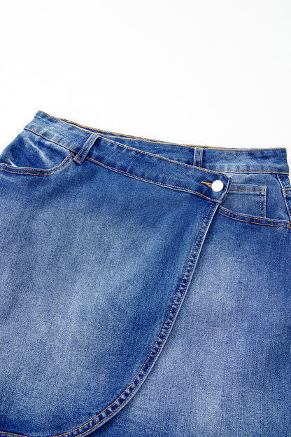 Ashleigh Blue Wrapped Crossed Waist Denim Mini Skirt