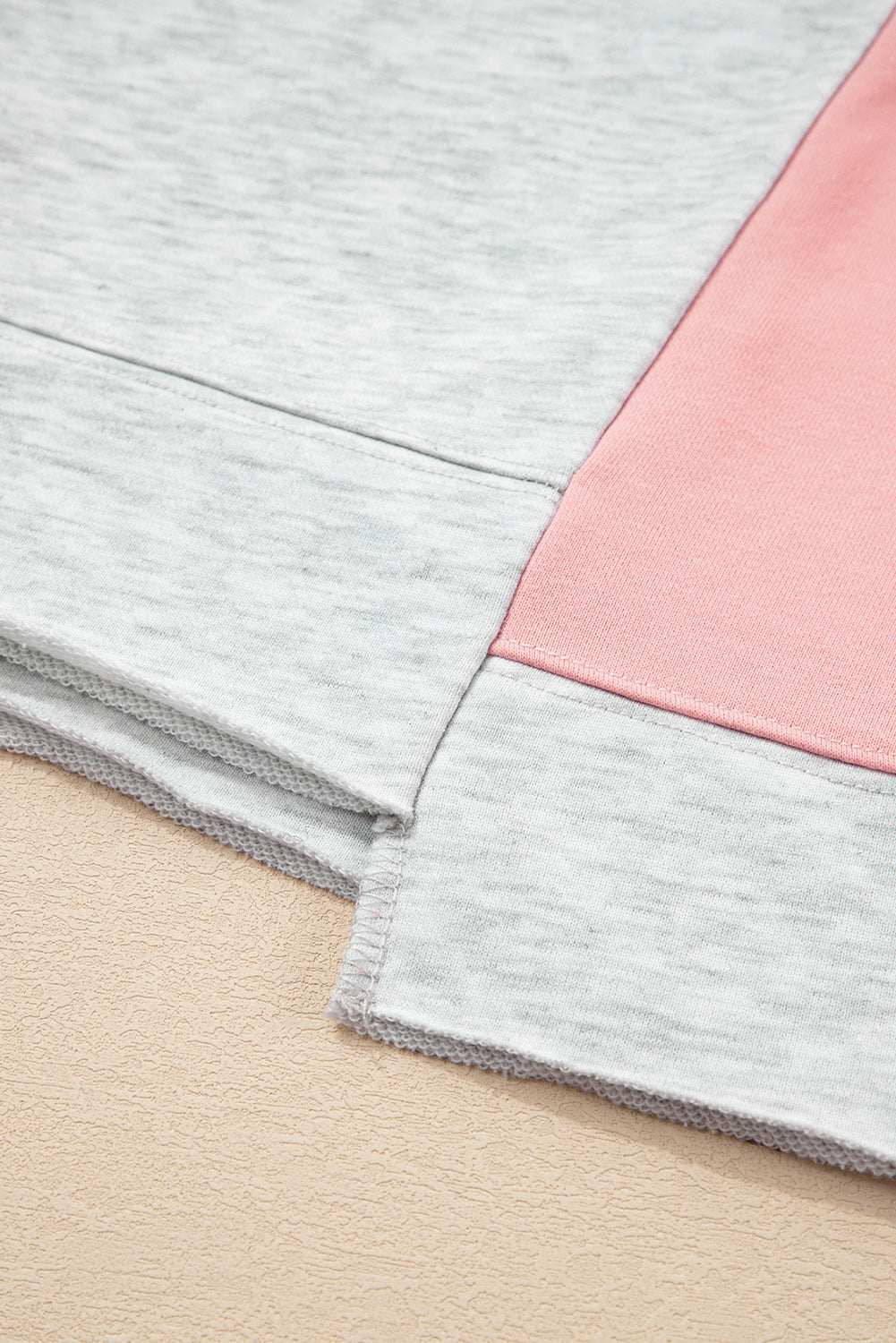 Light Grey Colorblock Raw Hem Pullover and Shorts Set