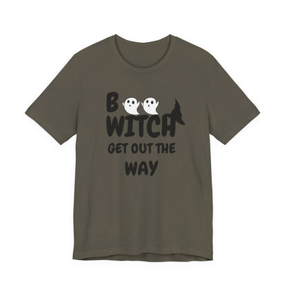 Halloween Ghost Tee, Fun Unisex Jersey Short Sleeve Tee, Boo Witch Get Out The Way Shirt, Spooky Vibes, Fall Fashion, Gift for Friends
