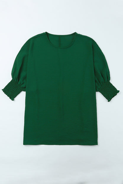 Black Plain Batwing Sleeve Business Casual Blouse