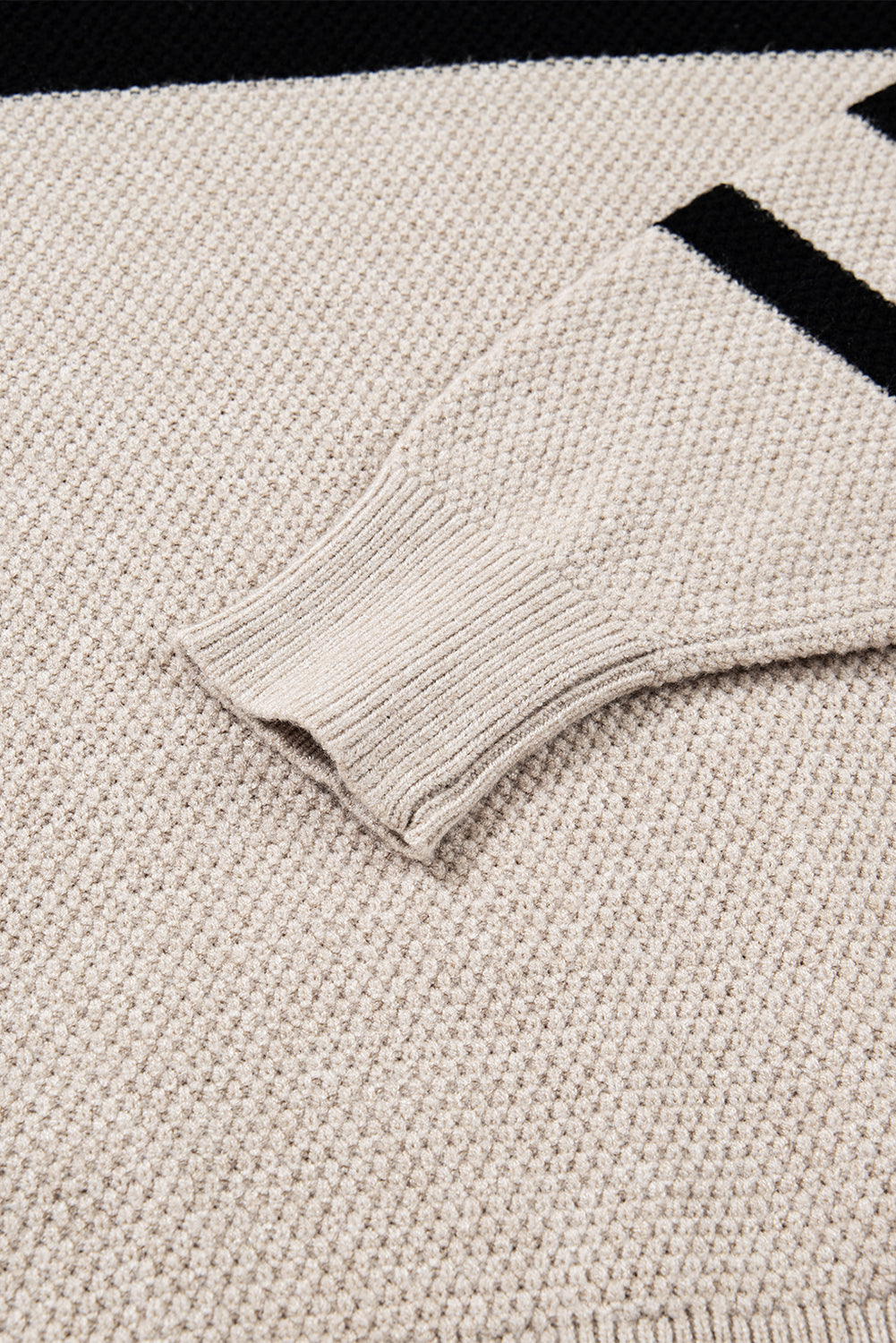 Dark Brown Colorblock Striped Sleeve Detail Knit Sweater