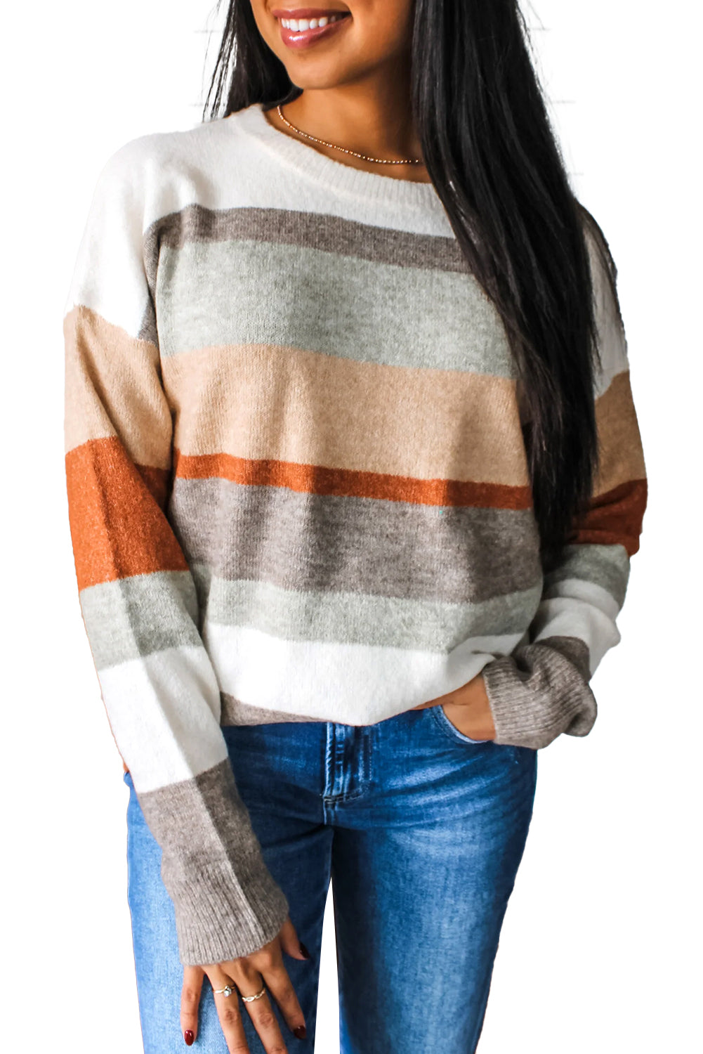 🍂 Autumn Aura Cozy Stripe Sweater