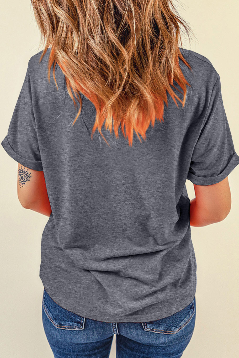 Gray Cute Halloween Ghost Heat Transfer Printing Casual Tee