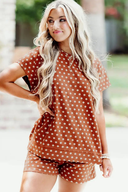 Pink Polka Dot Print Short Set