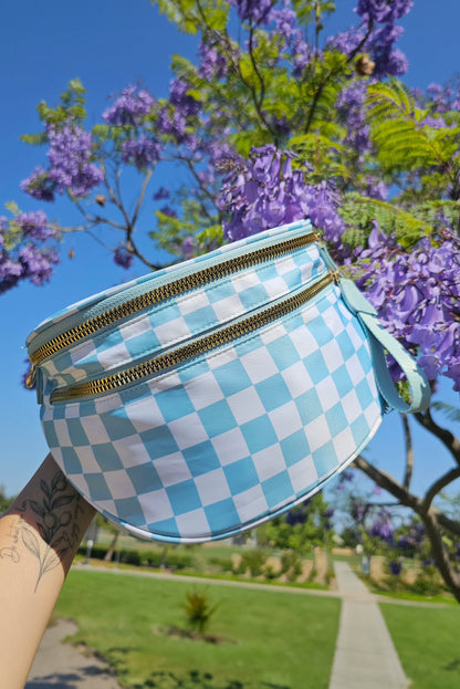 Chicory Coffee Checkered Print Wide Strap Large Crossbody Bag