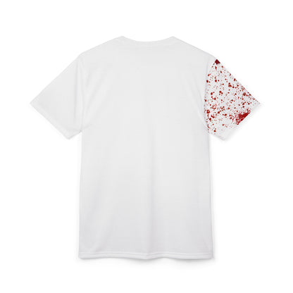 Gory Guitar Graphic Tee, Unisex Cut & Sew T-Shirt, Music Lover's Gift, Halloween Costume, Rock Concert Apparel