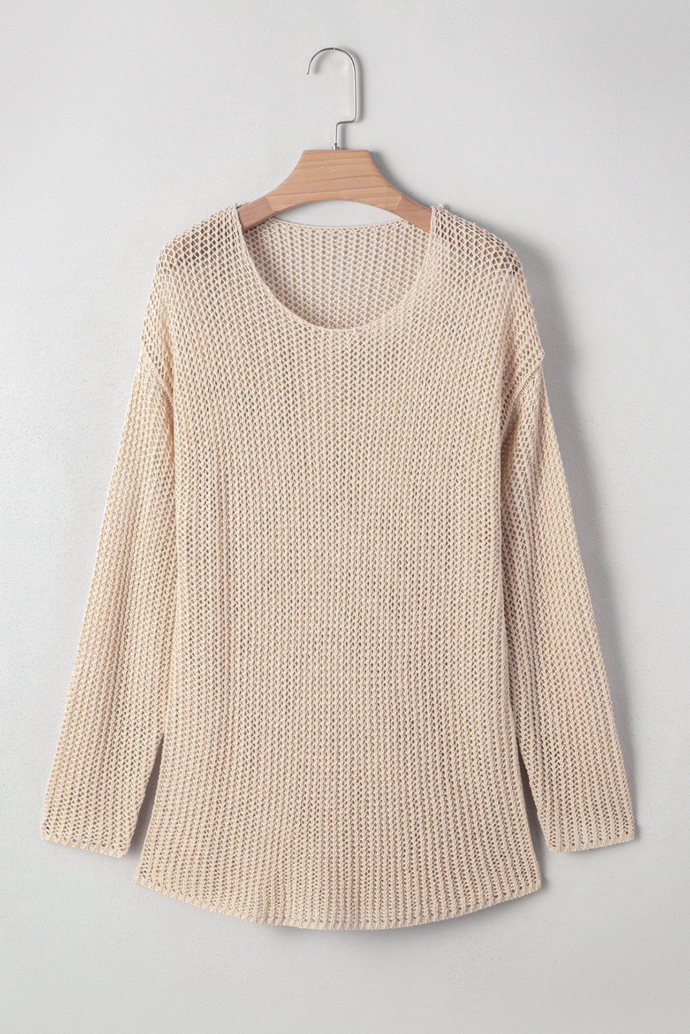 Coral Crochet Hollow-out Knit Sweater