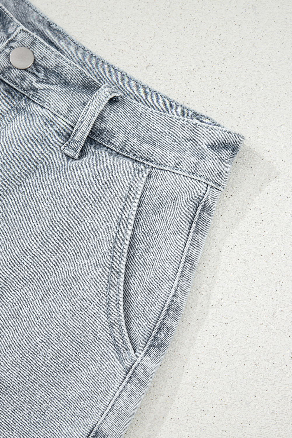 Sail Blue Scalloped Hemline Light Wash Denim Shorts