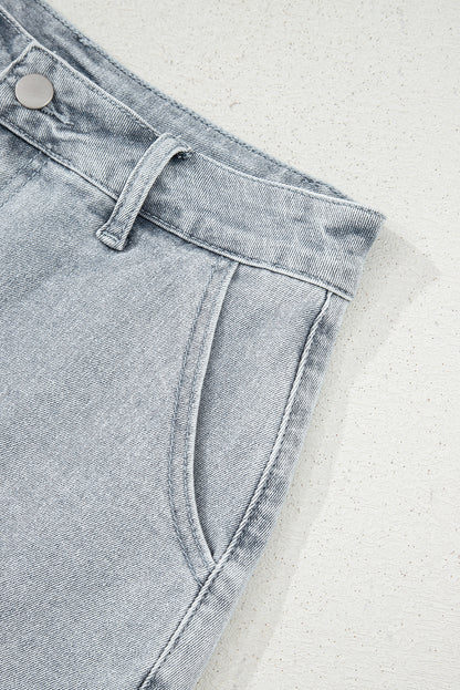 Sail Blue Scalloped Hemline Light Wash Denim Shorts