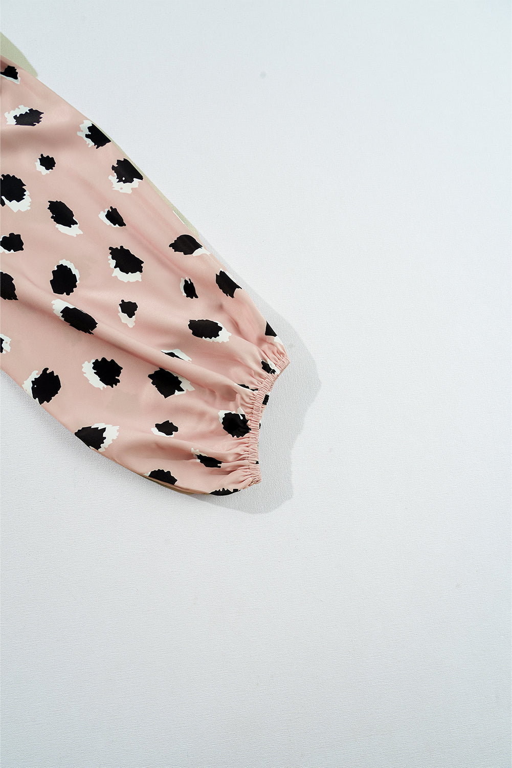 Khaki Leopard V Neck Bracelet Sleeve Blouse