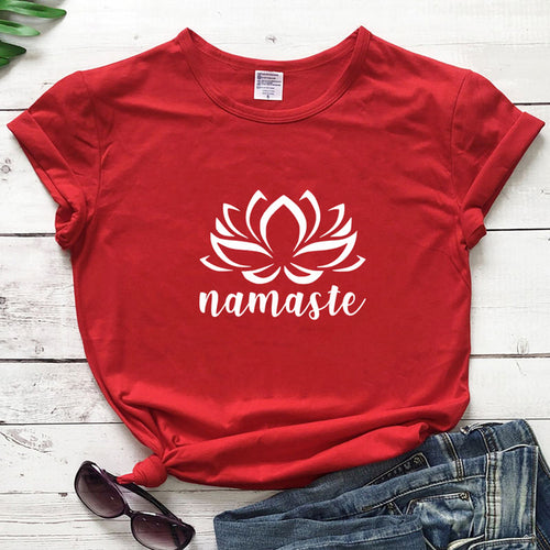 Namaste Lotus Flower T-shirt Aesthetic Summer Women Graphic Vegan Tee