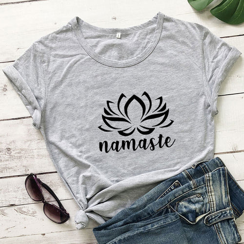 Namaste Lotus Flower T-shirt Aesthetic Summer Women Graphic Vegan Tee