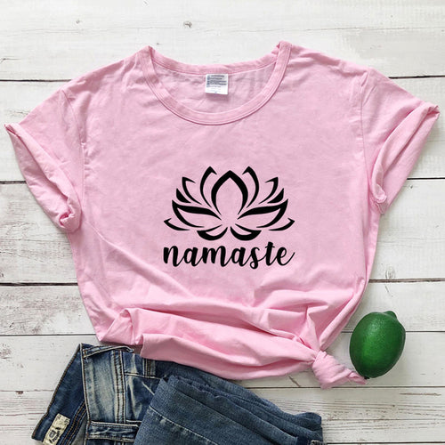 Namaste Lotus Flower T-shirt Aesthetic Summer Women Graphic Vegan Tee