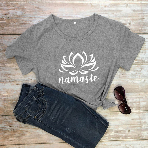 Namaste Lotus Flower T-shirt Aesthetic Summer Women Graphic Vegan Tee