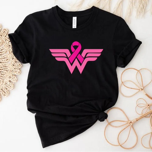 Breast Cancer Woman T Shirt Breast Cancer Super Hero Logo Shirt Breast