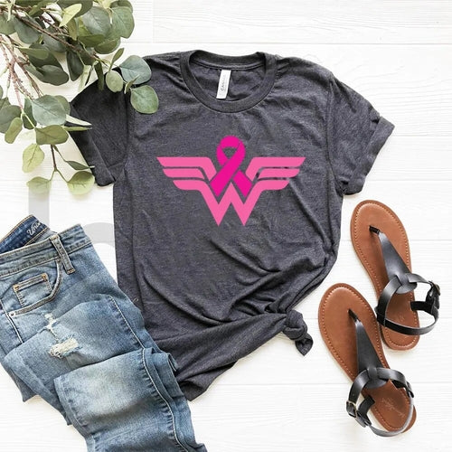 Breast Cancer Woman T Shirt Breast Cancer Super Hero Logo Shirt Breast