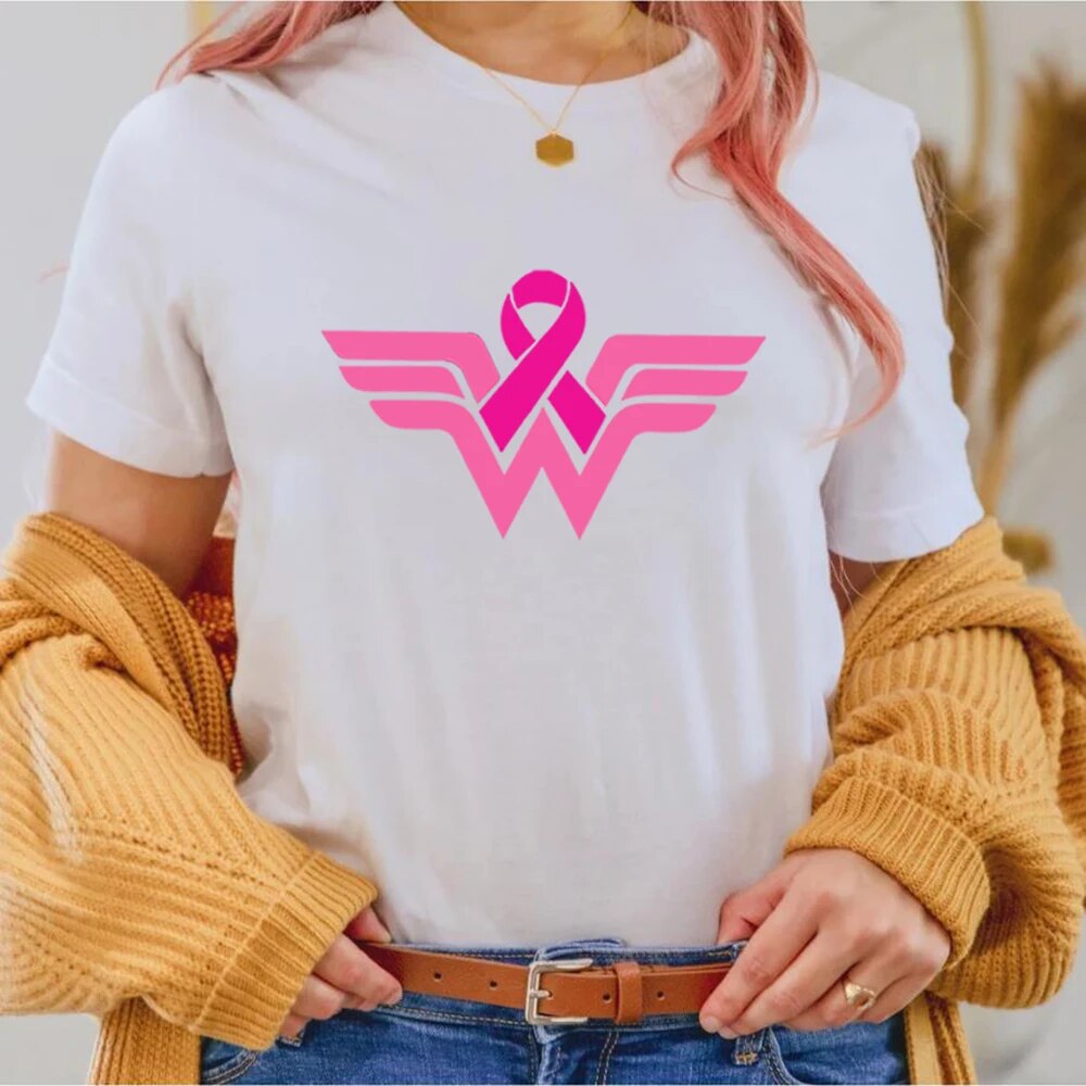 Breast Cancer Woman T Shirt Breast Cancer Super Hero Logo Shirt Breast