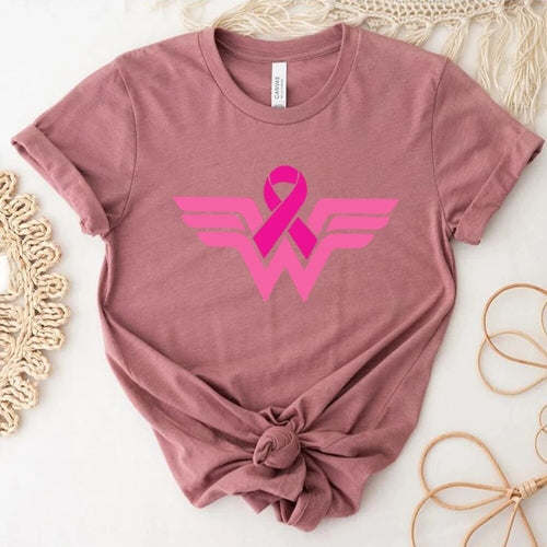 Breast Cancer Woman T Shirt Breast Cancer Super Hero Logo Shirt Breast