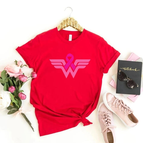 Breast Cancer Woman T Shirt Breast Cancer Super Hero Logo Shirt Breast