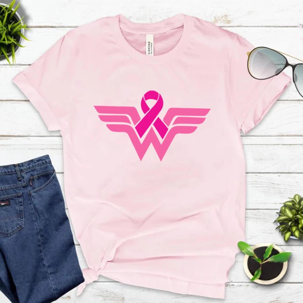 Breast Cancer Woman T Shirt Breast Cancer Super Hero Logo Shirt Breast