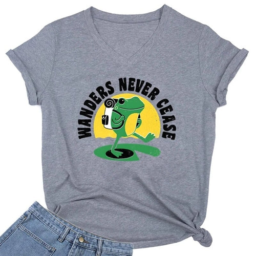 Wanders Never Cease T-Shirt Women Clothing Harajuku Fashion Shirts