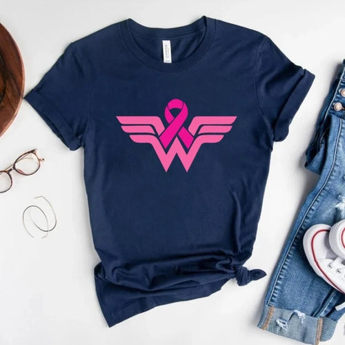 Breast Cancer Woman T Shirt Breast Cancer Super Hero Logo Shirt Breast