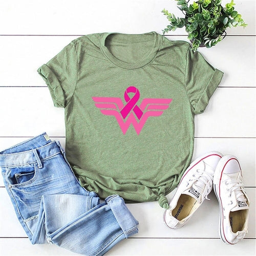 Breast Cancer Woman T Shirt Breast Cancer Super Hero Logo Shirt Breast