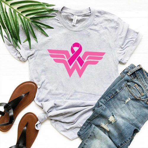 Breast Cancer Woman T Shirt Breast Cancer Super Hero Logo Shirt Breast