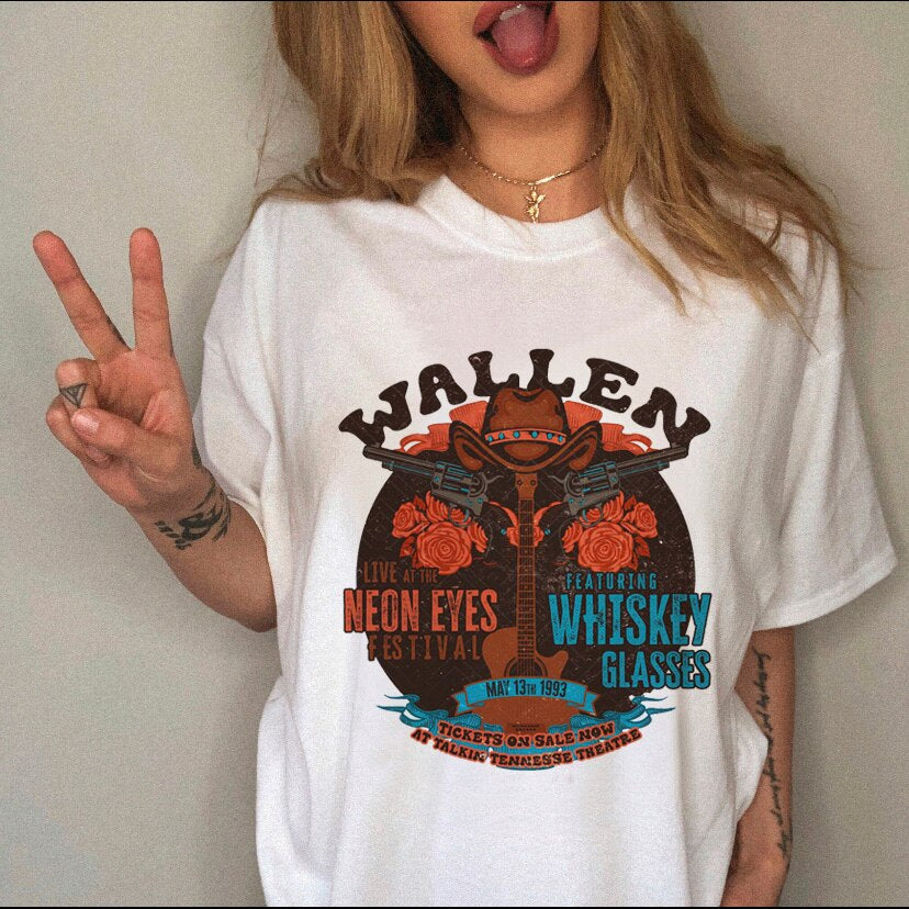 Women's T-shirt Western Cowboy Cartoon Letter Print Funny Cute Short