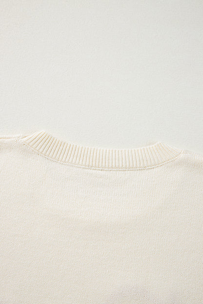 Black Halloween Boo Drop Shoulder Knit Sweater