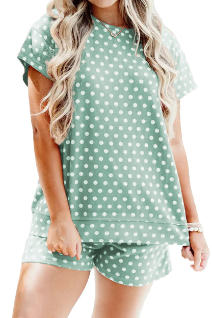 Pink Polka Dot Print Short Set