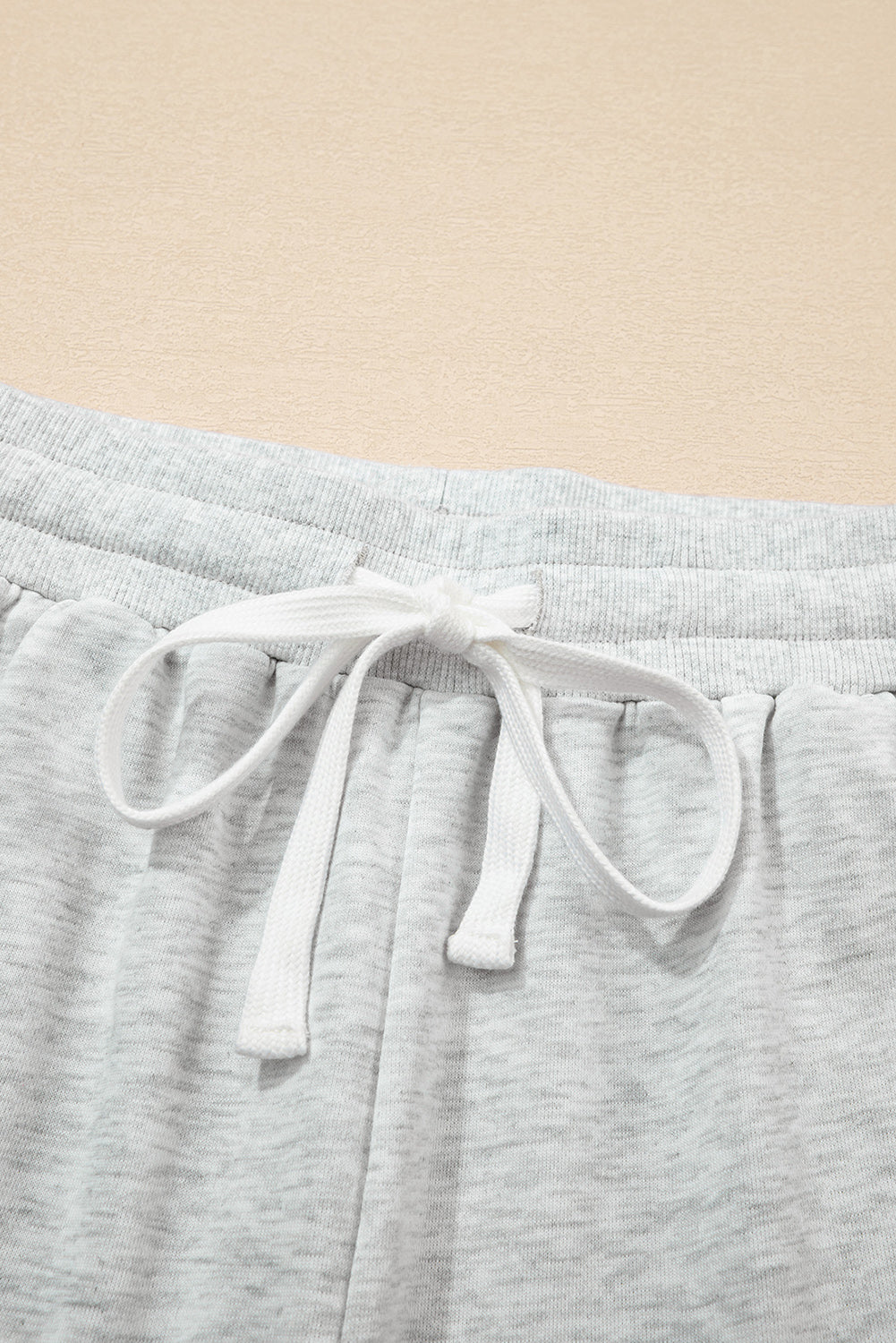 Light Grey Colorblock Raw Hem Pullover and Shorts Set