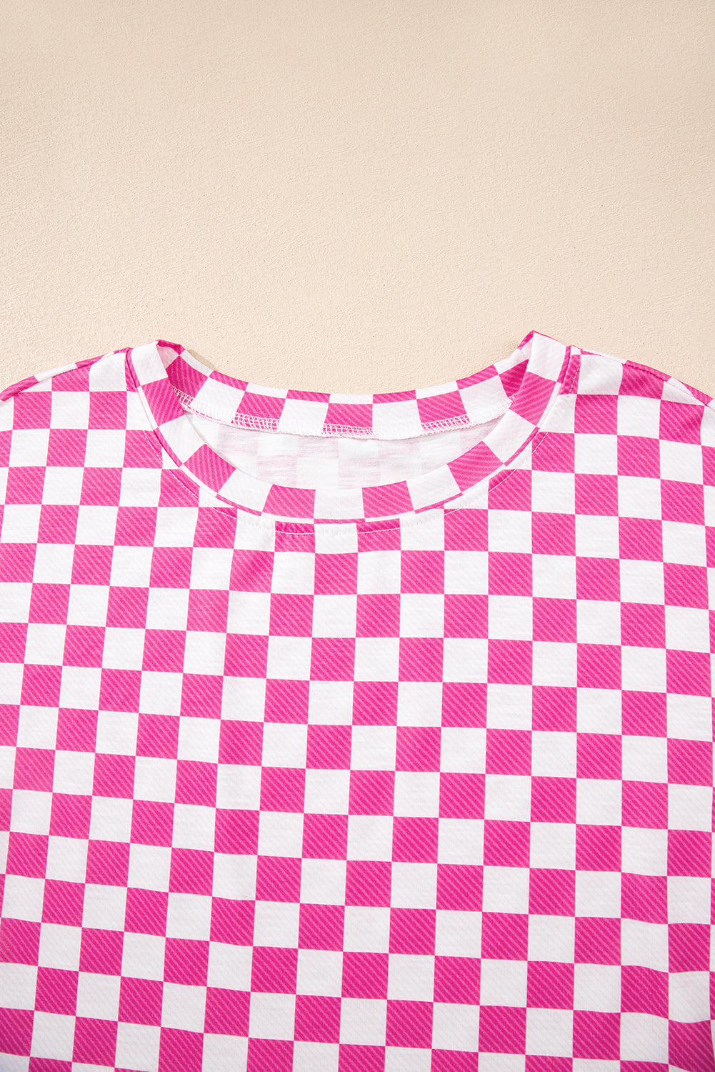 Brown Checkerboard T Shirt and High Waist Skort Set