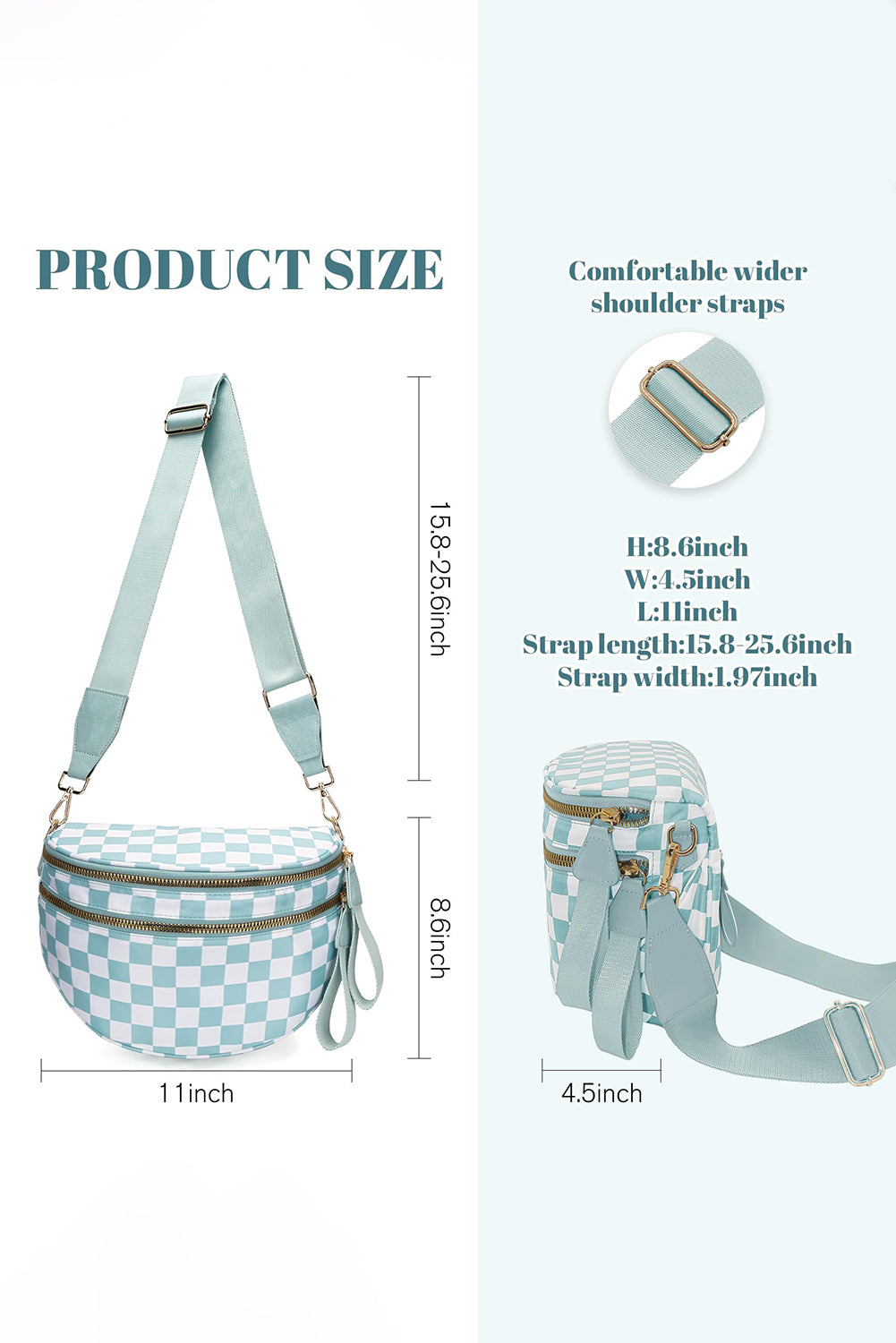 Chicory Coffee Checkered Print Wide Strap Large Crossbody Bag
