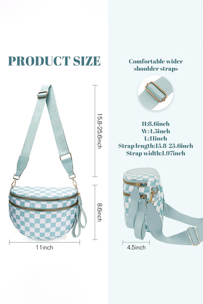 Chicory Coffee Checkered Print Wide Strap Large Crossbody Bag