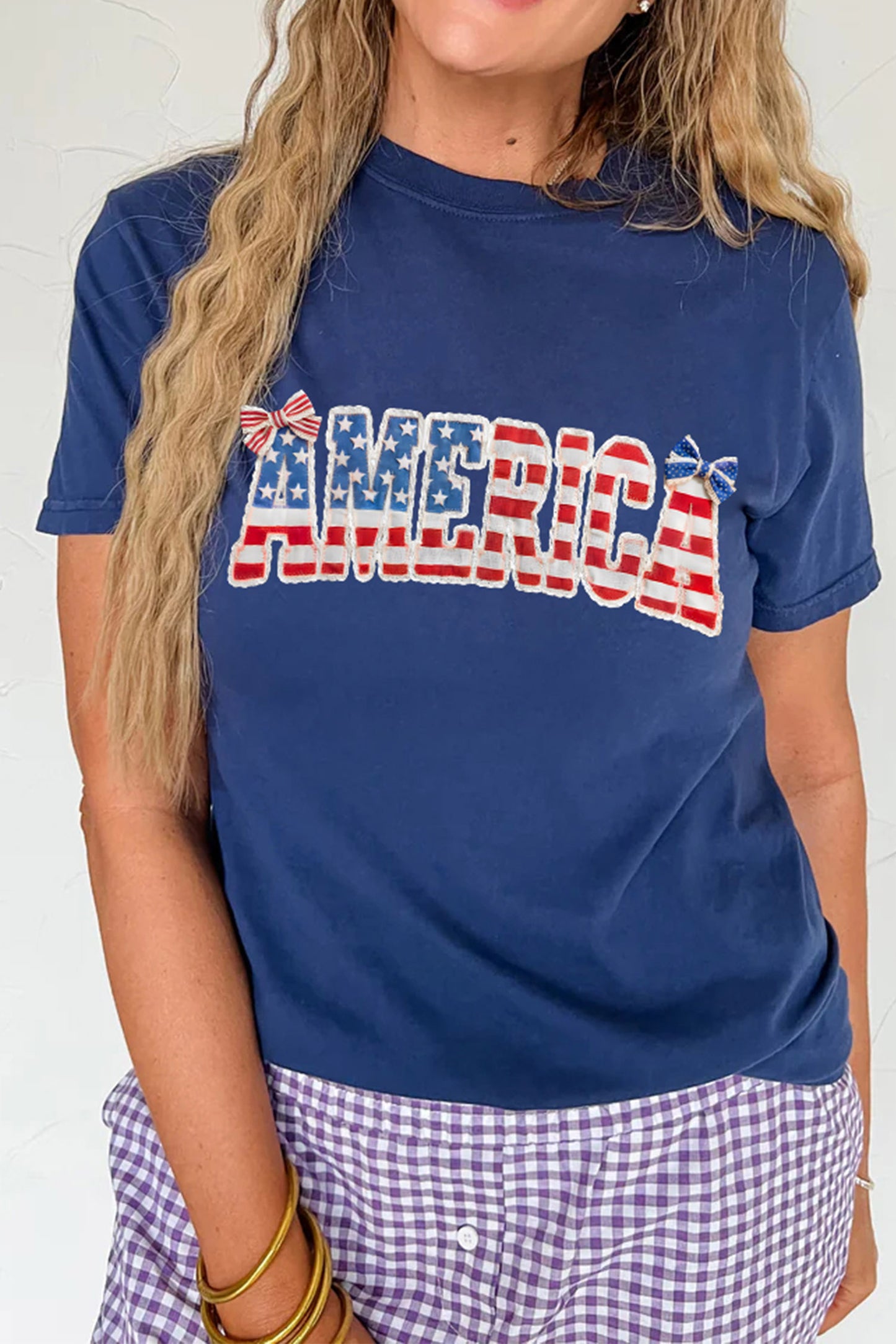 Blue Coquette AMERICA Printed Relaxed T Shirt
