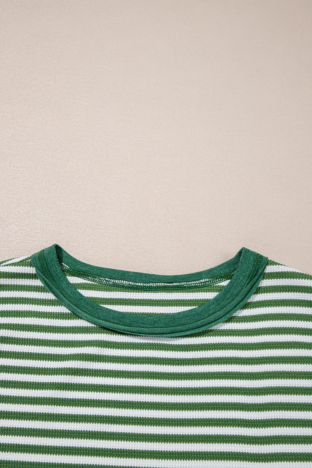 Black Stripe Patchwork Drop Shoulder Round Neck Top