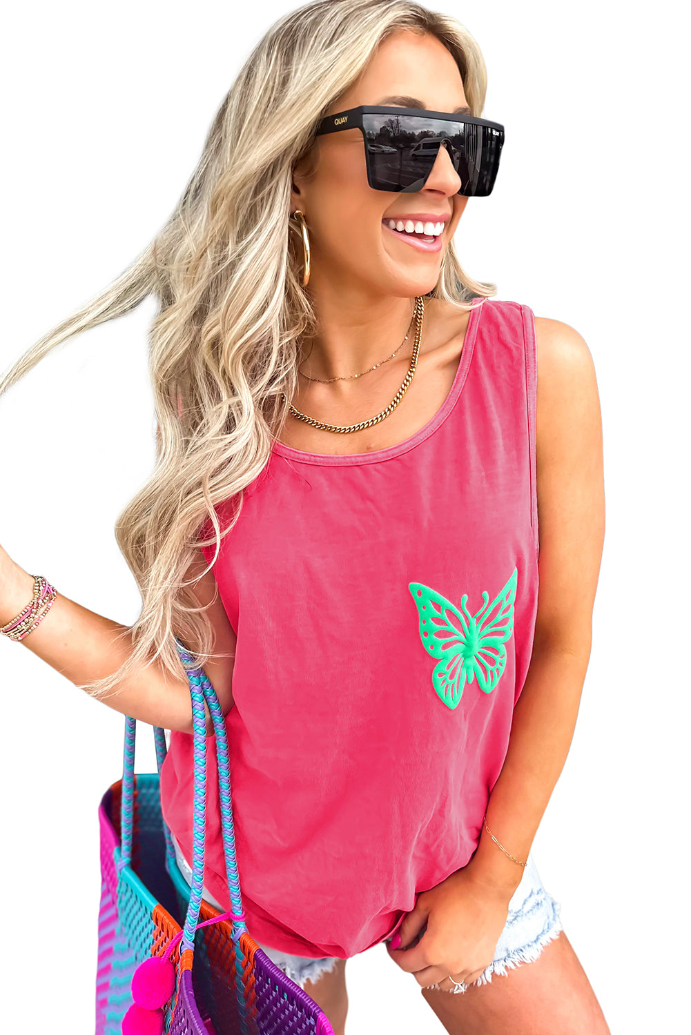 Blue Sun Graphic Summer Tank Top