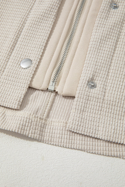Laurel Green Solid Color Textured Patchwork Flap Pocket Shacket