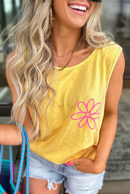 Blue Sun Graphic Summer Tank Top