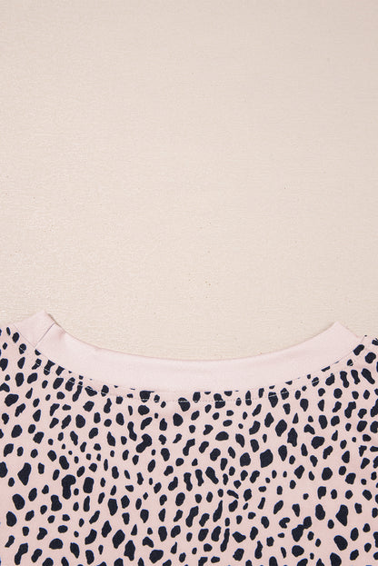 Apricot Allover Leopard Print Round Neck Tank Top