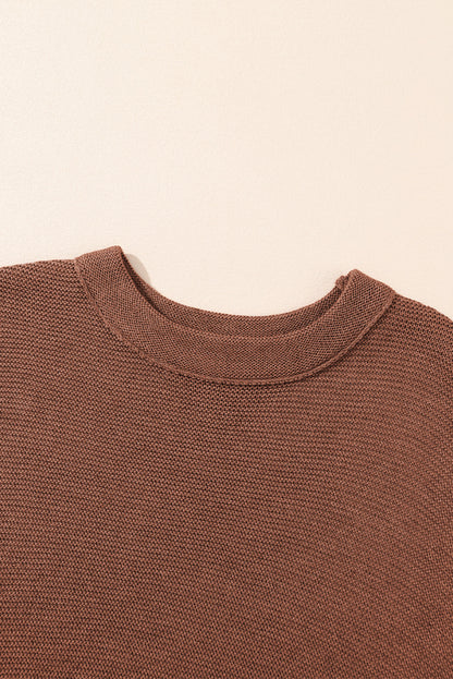 Apricot Mock Neck Short Batwing Sleeve Sweater