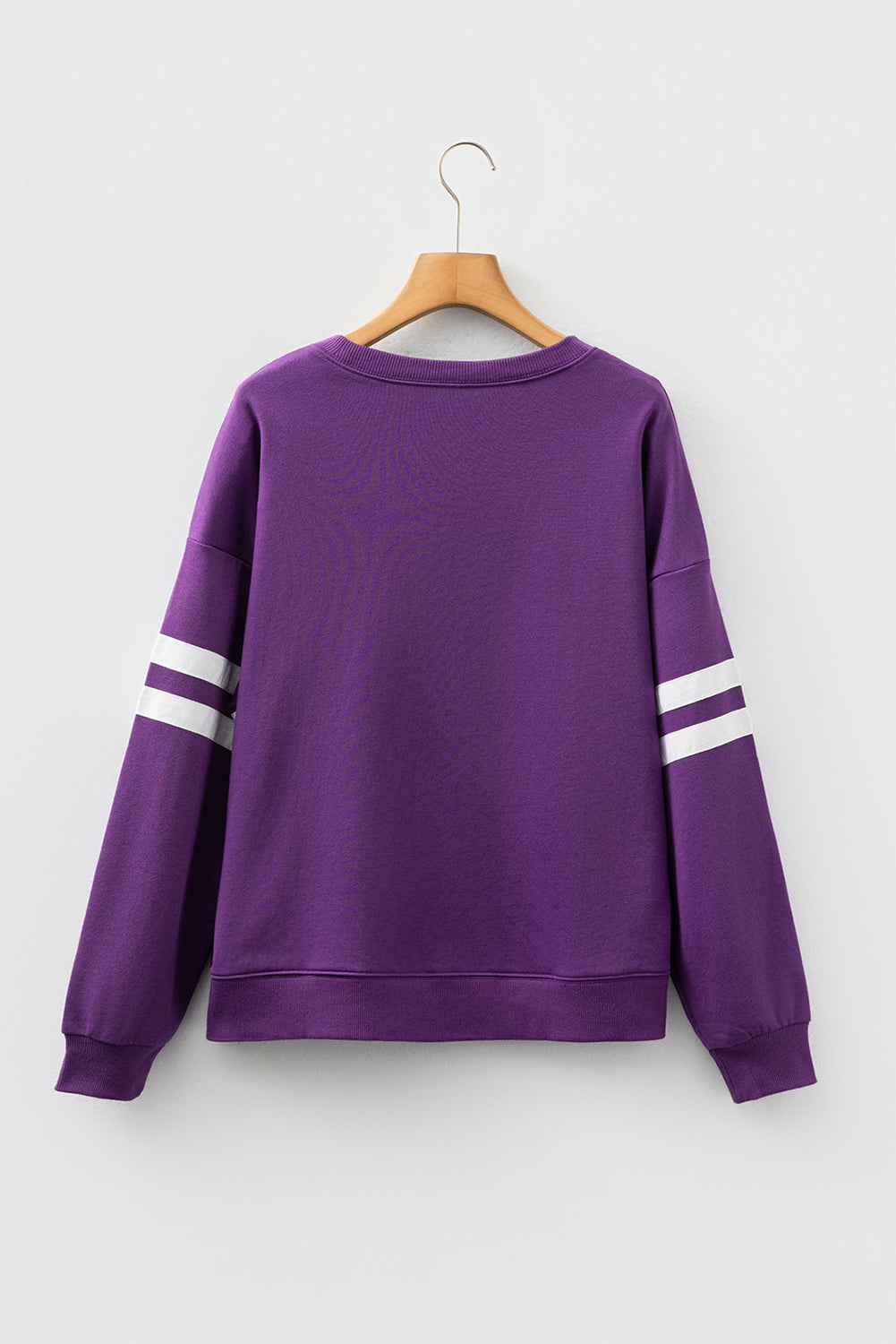 Coffee Preppy Striped Sleeve Loose Sweatshirt