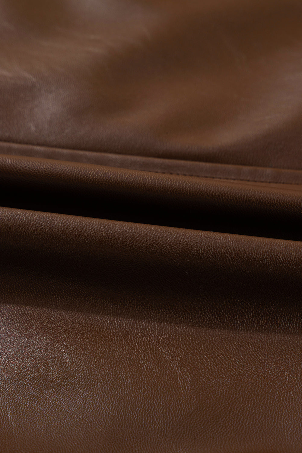 Chicory Coffee Flap Pocket Drawstring Hem Leather Jacket