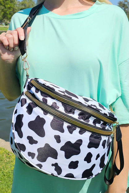 Chicory Coffee Checkered Print Wide Strap Large Crossbody Bag