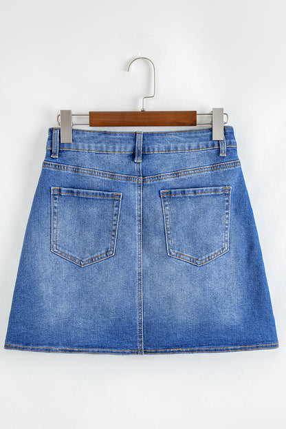 Ashleigh Blue Wrapped Crossed Waist Denim Mini Skirt