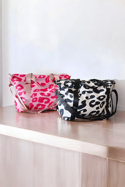 Black Leopard Print Luggage Tote Bag