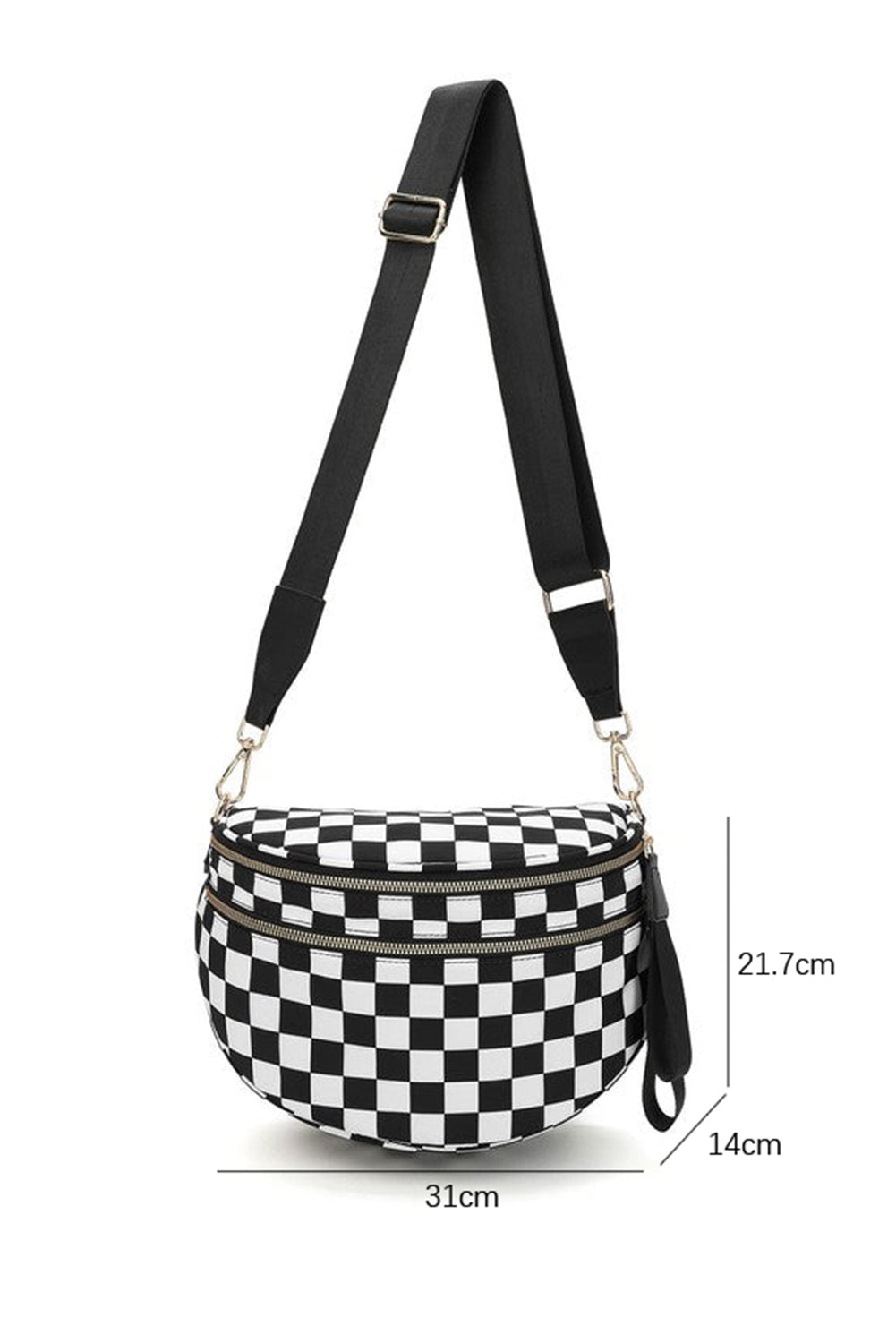 Chicory Coffee Checkered Print Wide Strap Large Crossbody Bag