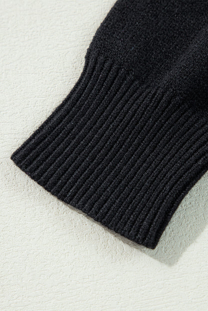 Black Halloween Boo Drop Shoulder Knit Sweater